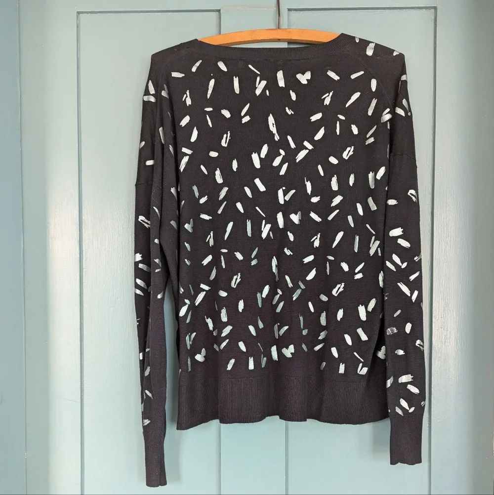 🩵 🖤 Zara XL Knit Pullover Sweater Metallic Design Holidays